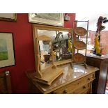 2 pine framed mirrors and folding cake stand