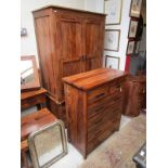 Sheesham wood wardrobe & chest of 2 over 4 drawers