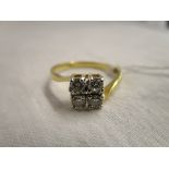18ct gold 4 stone diamond ring
