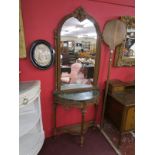 Carved hall table with mirror and marble top