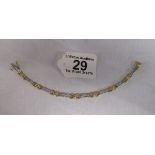 White and yellow 14ct gold diamond set bracelet