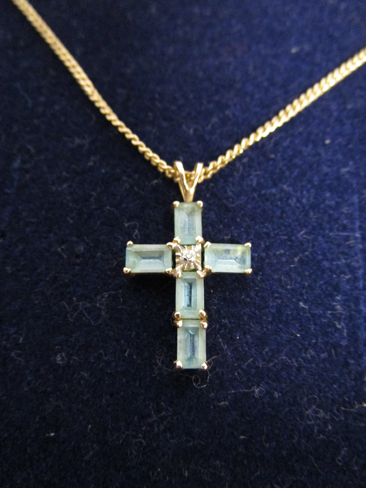 Gold topaz & diamond Crucifix on chain