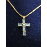 Gold topaz & diamond Crucifix on chain