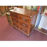 Antique feather banded walnut chest of 2 over 2 drawers