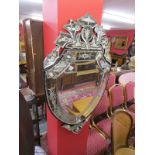 Venetian glass shield mirror