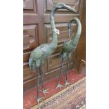 2 bronze cranes