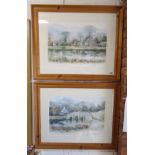 2 prints in pine frames - River scenes