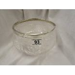 Silver rimmed cut glass fruit bowl