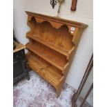 Pine wall mounted plate rack with drawers