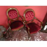 His & hers button back armchairs