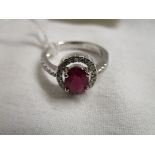 18ct white gold ruby & diamond set ring