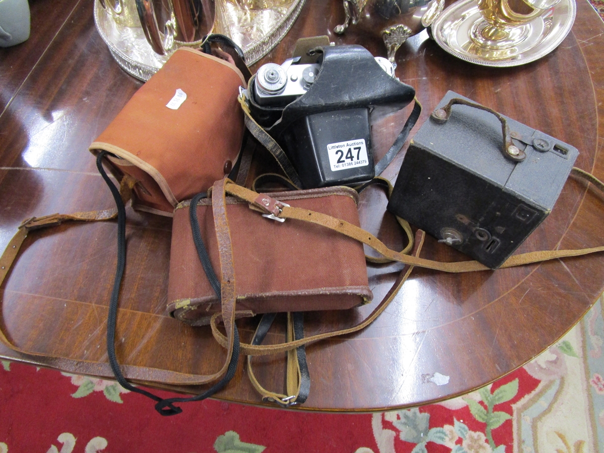 Collection of vintage cameras to include Kodak