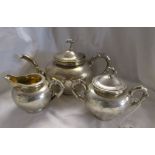 3 piece Oriental tea set (2 pieces marked Sterling)