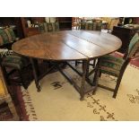 Large antique country oak gateleg table