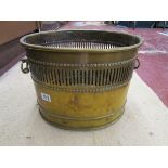 Twin handled brass coal bin