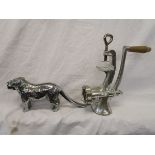 Dog themed nut cracker and vintage mincer