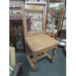 Early oak hall chair