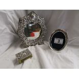 3 hallmarked silver items - Mirror, frame and matchbox holder