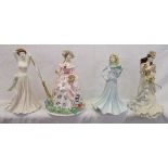 4 small Coalport figurines