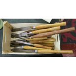 Box of good quality wood turning chisels