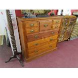 Satin-walnut chest of 5 over 3 drawers