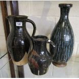 Sheppard's Well pottery - 2 jugs & vase