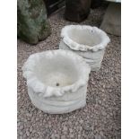 Pair of stone Sack planters - large sack shaped planters