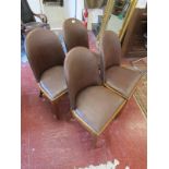Set of 4 oak & faux leather chairs (from Worcester Court)