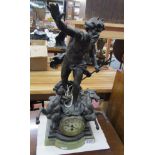 Neptune spelter clock on marble base