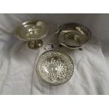 3 silver condiment bowls