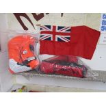 3 life jackets & Red Ensign flag