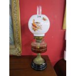 Oil lamp with pheasant shade