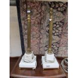Pair of marble & brass lamp bases