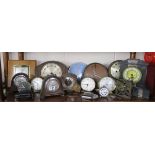 Shelf of clocks to include Metamec and other retro examples
