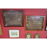 Pair of framed maps & print of Hampton ferry - Evesham