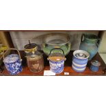 Shelf of collectables to include T G Green Cornish ware