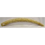 Worked ivory tusk (pre 1947) H: approx 64cm