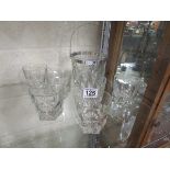Glass ice bucket and 6 whiskey tumblers