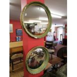 2 circular wall mirrors - 1 convex