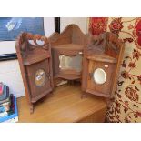 3 satin-walnut corner dressing table cupboards