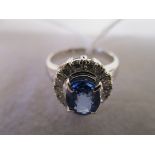 Platinum sapphire and diamond set ring