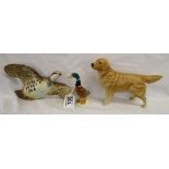 Beswick dog, duck & pheasant