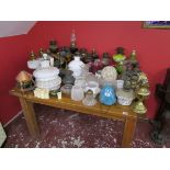 Large & good collection of oil lamps & shades