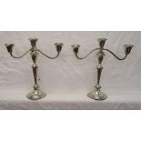 Pair of hallmarked Gorham Sterling silver 3-arm convertible candelabra candlesticks number #808/1