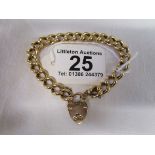 Gold bracelet with heart clasp - Approx 14g