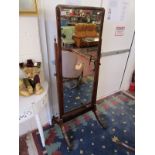 Mahogany Edwardian cheval mirror