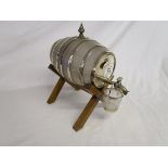 Silver mounted whisky dispensing barrel with cup A/F