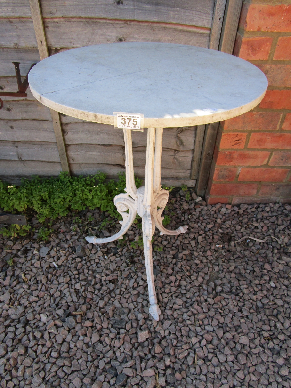 Victorian marble top and cast iron based garden table