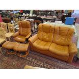 Ekornes/Stressless 2 seater, armchair & 2 leg rests