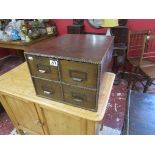 Retro oak bank of 4 office drawers